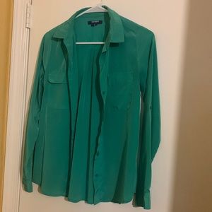 Old Navy green colored silky button down shirt
